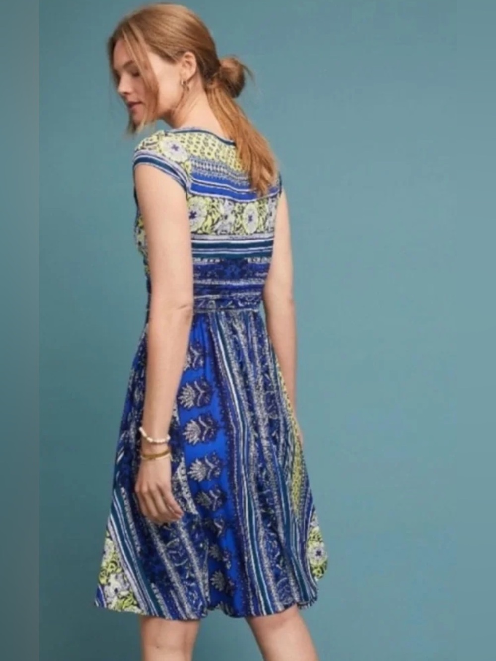 Tamera Wrap Dress by Maeve for Anthropologie XL Blue Motif - Picture 11 of 11